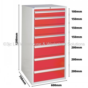 Euroslide Storage Cabinet 7 Drawer 1200mm